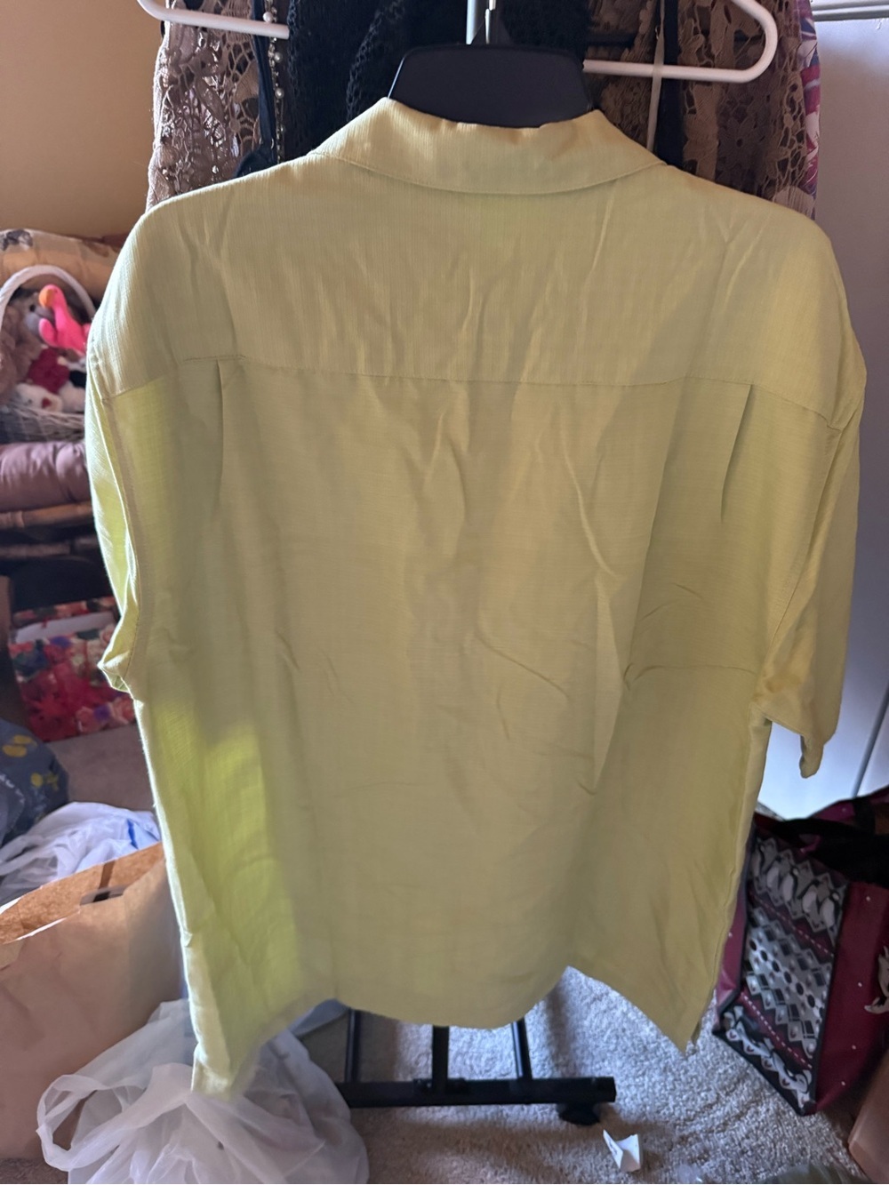 Axis LA Retro Lime Green Bowling Shirt with Vintage Striped Panels - Size L - Picture 7 of 8